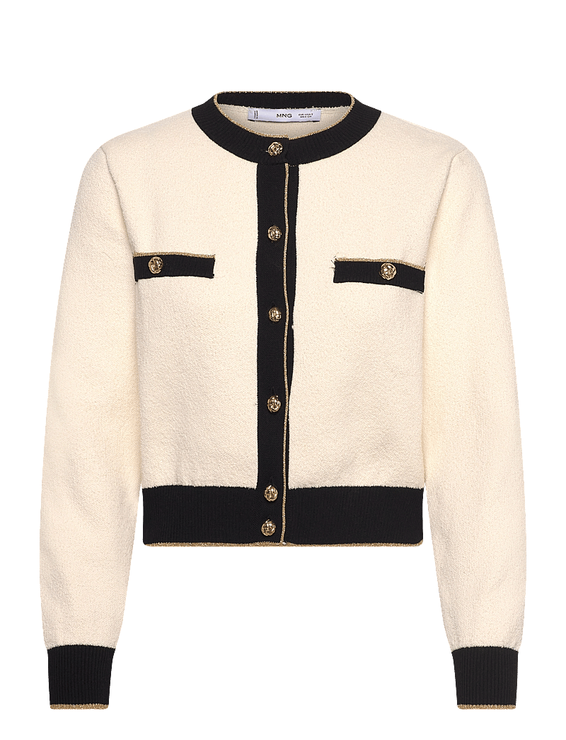 Mango - Knitted cardigan with double trim - cardigans - light beige - 1