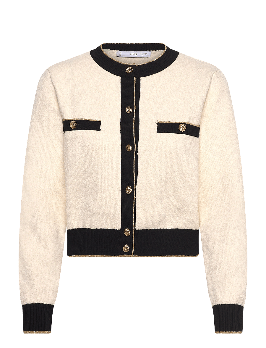 Mango - Knitted cardigan with double trim - arkityyli - light beige - 1