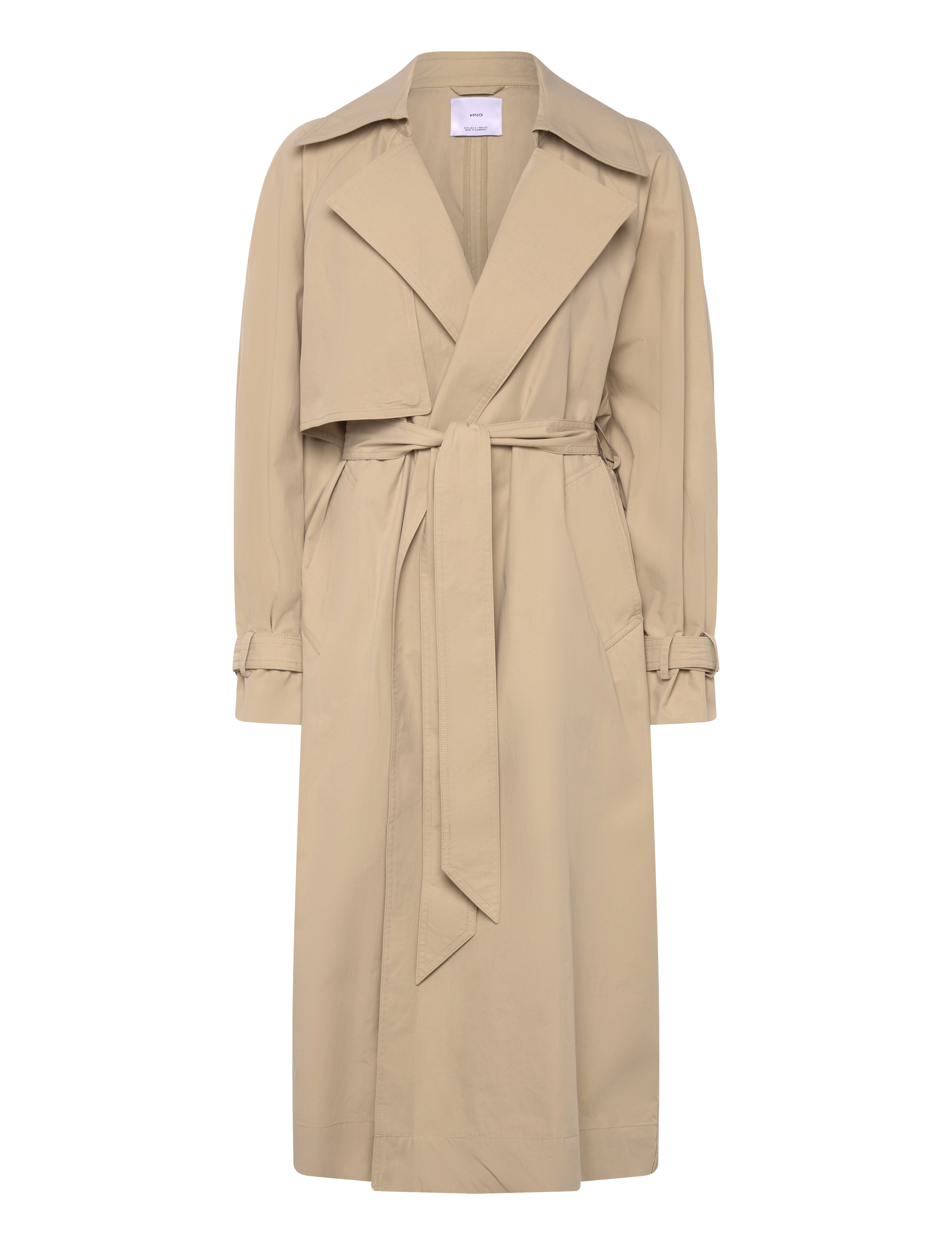Mango Cotton trench coat with belt - Jakid ja mantlid - LIGHT BEIGE / beige
