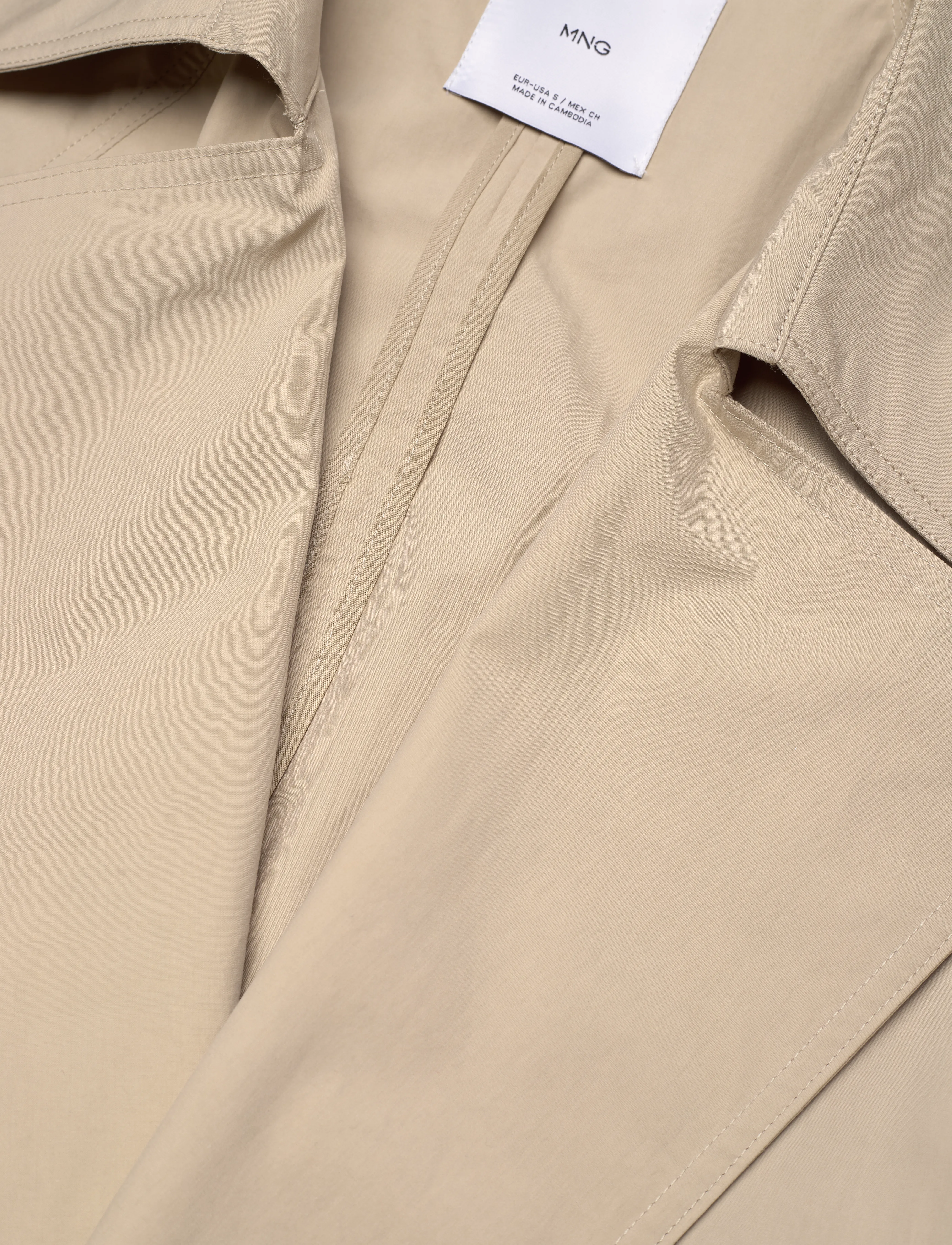 Mango - Cotton trench coat with belt - light beige - 3