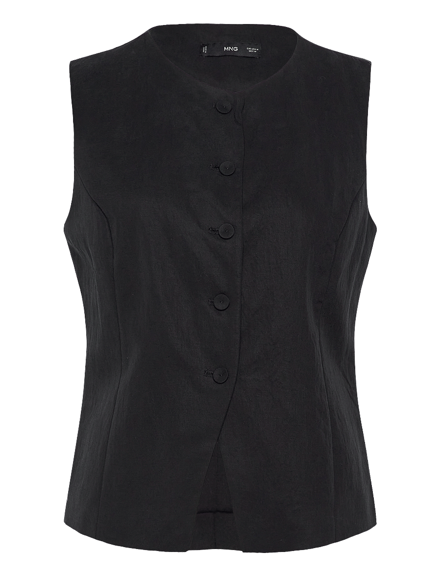 Mango - Straight lyocell suit waistcoat - kostymvästar - black - 1