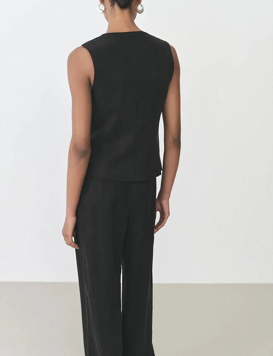 Mango - Straight lyocell suit waistcoat - kostymvästar - black - 3