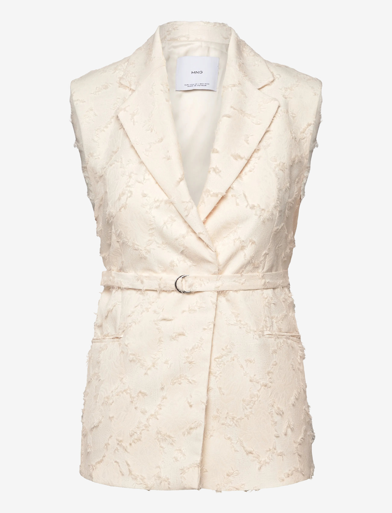 Mango - Textured waistcoat with belt - kavajer med skärp - natural white - 1