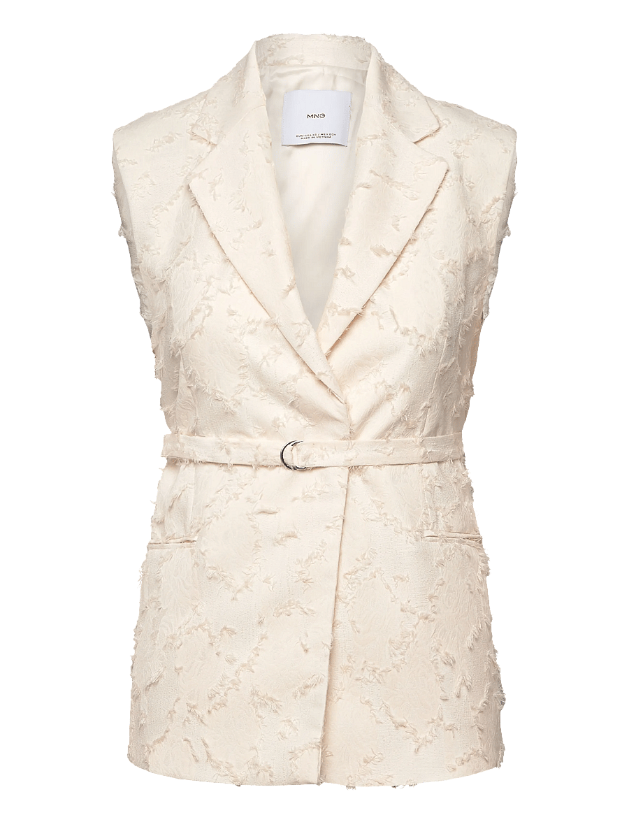 Mango - Textured waistcoat with belt - blazere med bælte - natural white - 1