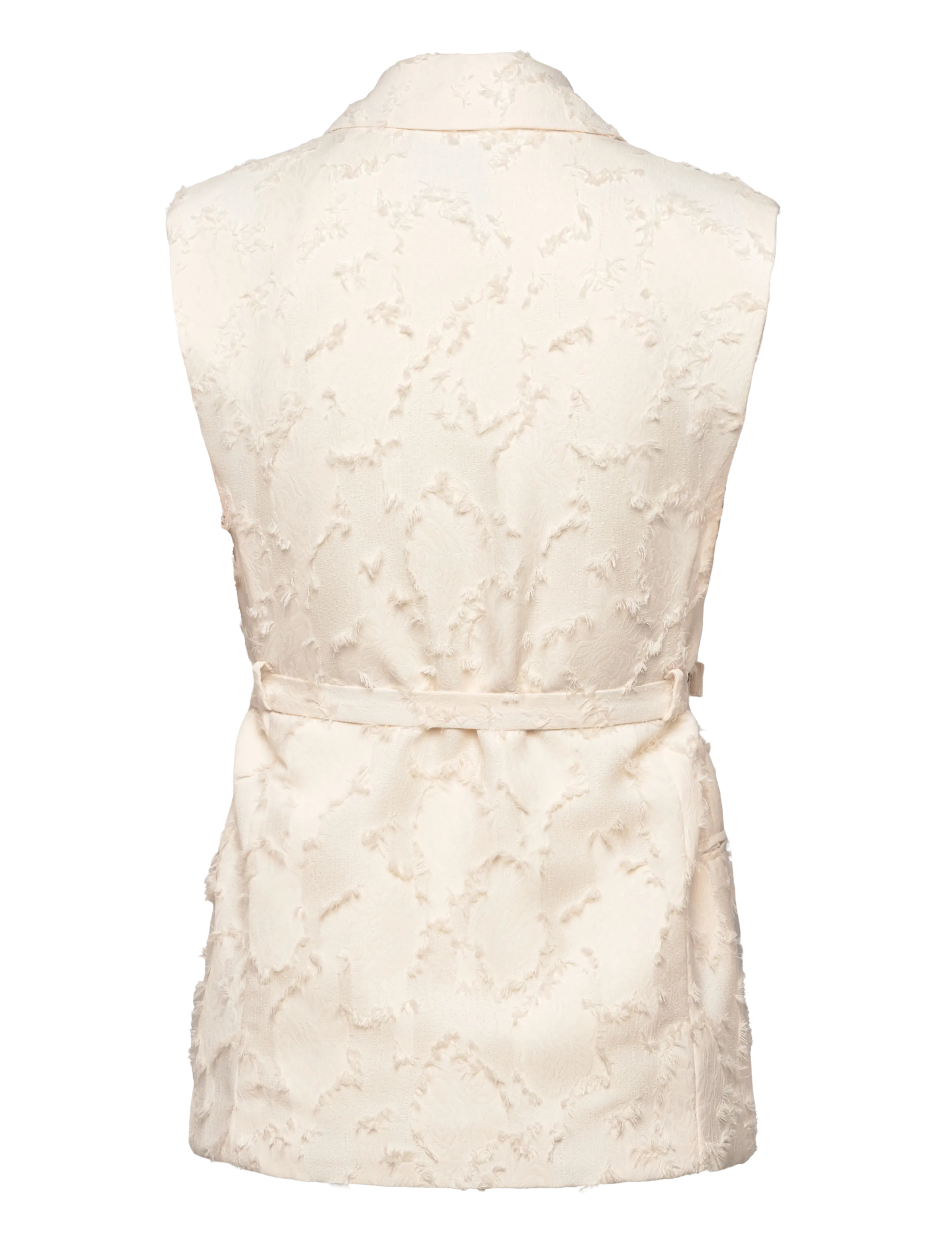 Mango - Textured waistcoat with belt - natural white - 2