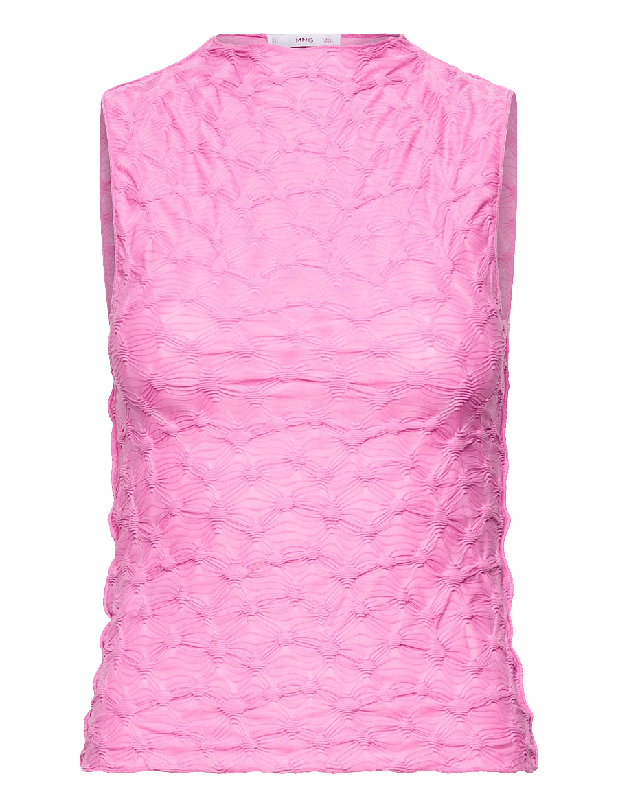 Mango - Fitted top with gathered shoulder - tanktops - lt-pastel pink - 1