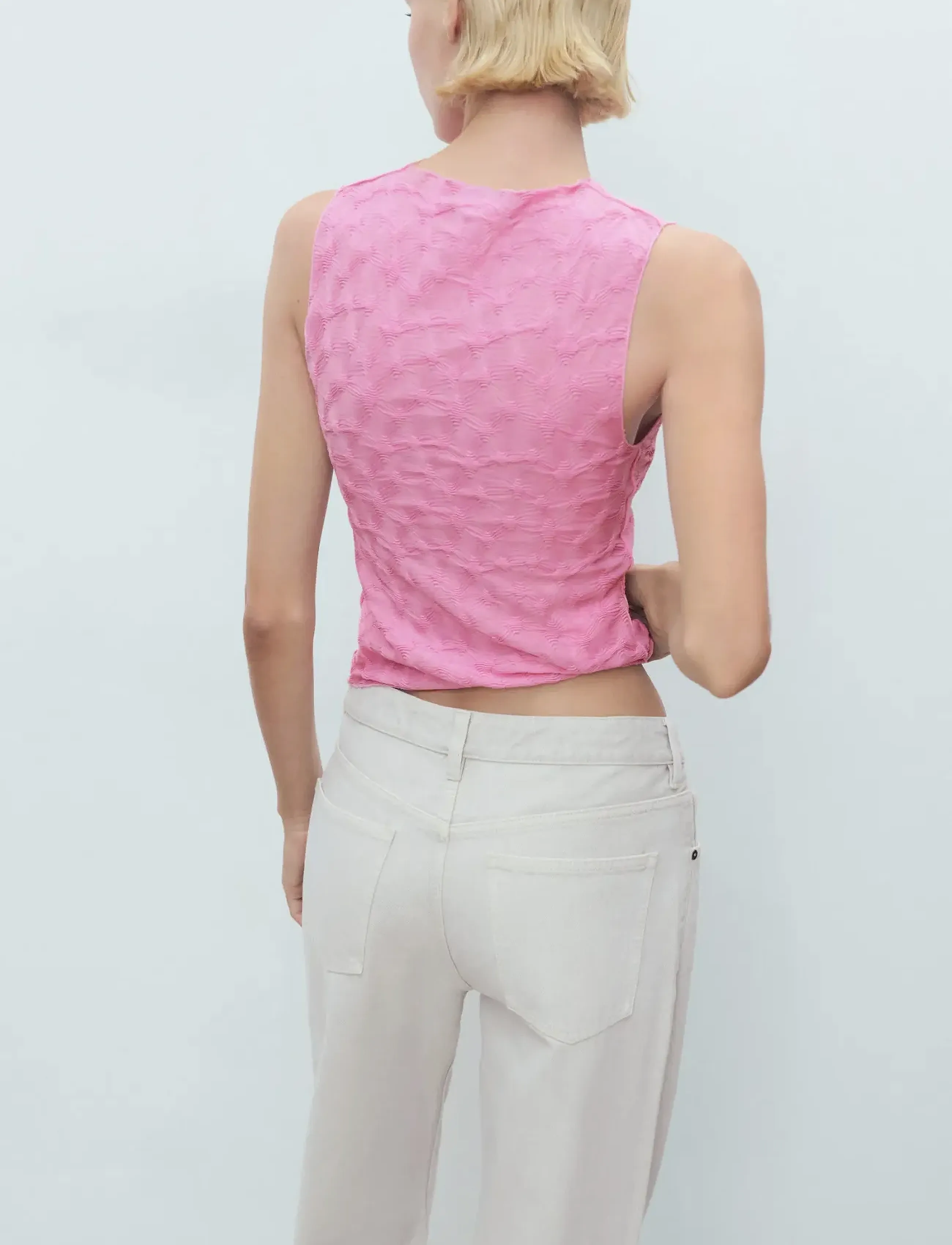 Mango - Fitted top with gathered shoulder - linnen - lt-pastel pink - 3
