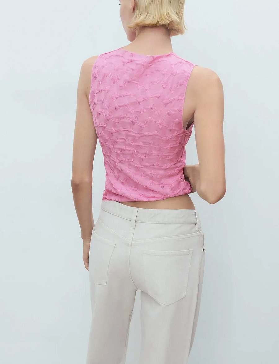 Mango - Fitted top with gathered shoulder - tanktops - lt-pastel pink - 3