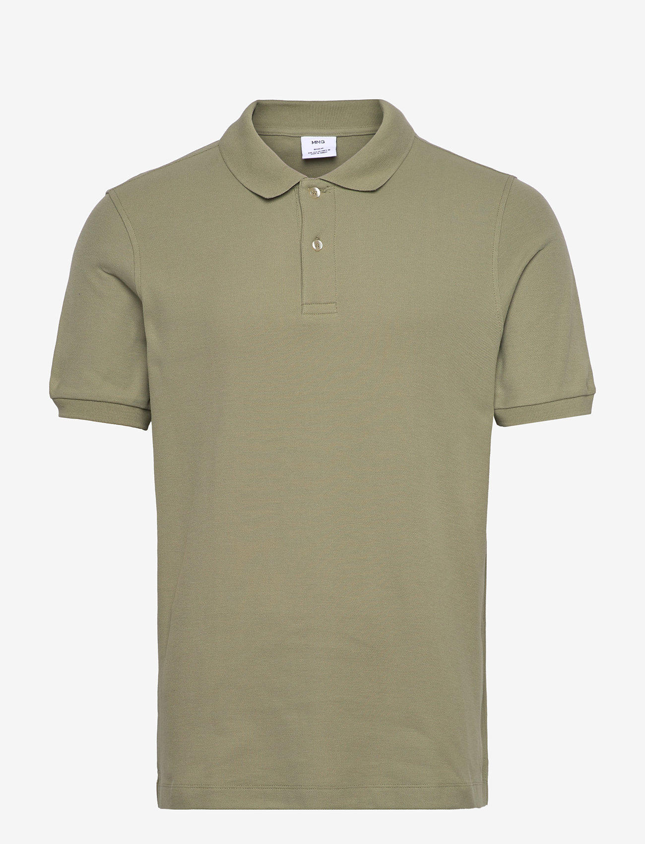 Mango - Regular-fit cotton piqué polo shirt - kortärmade pikéer - beige - khaki - 0