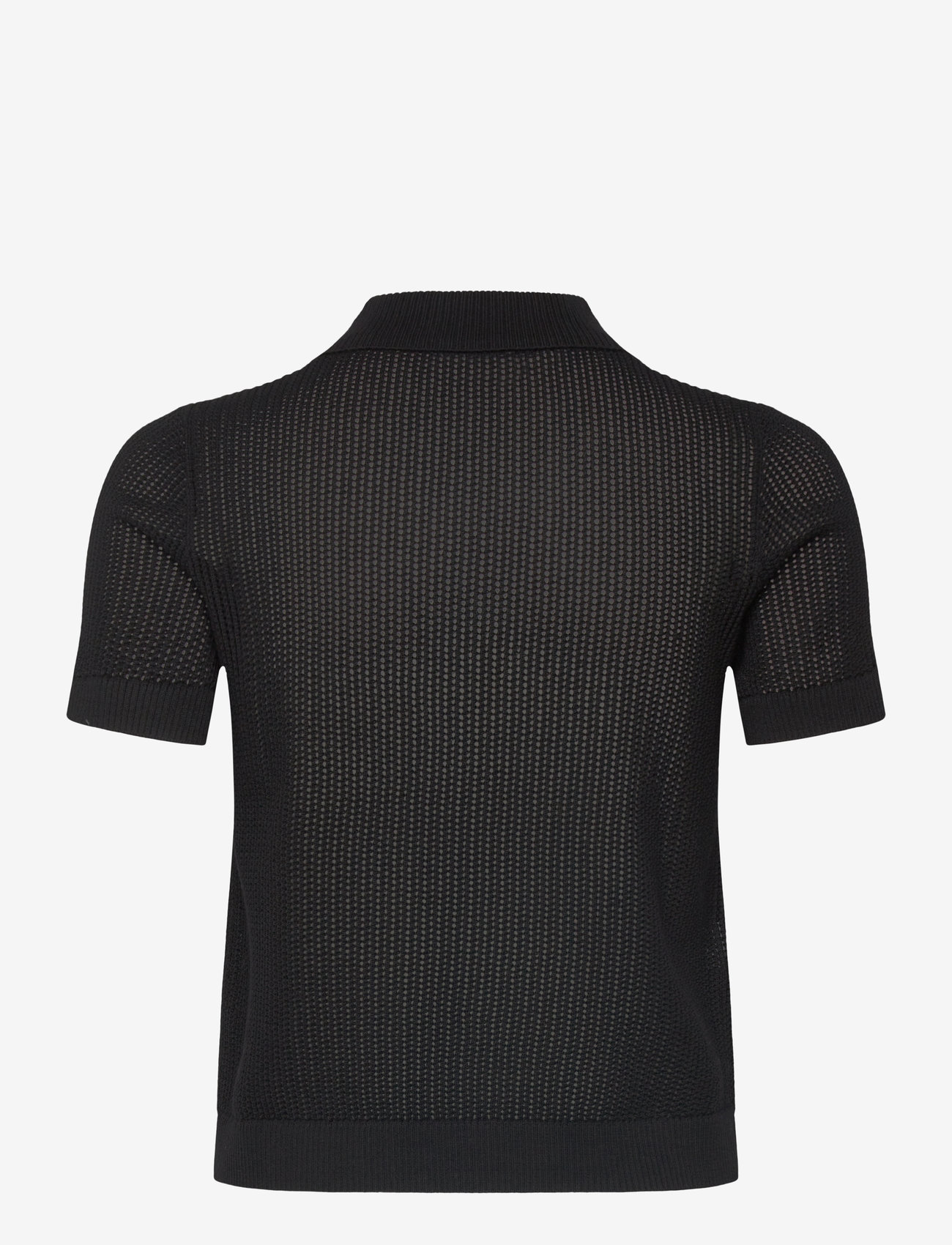 Mango - Openwork knitted polo-neck sweater - efterårstøj - black - 1