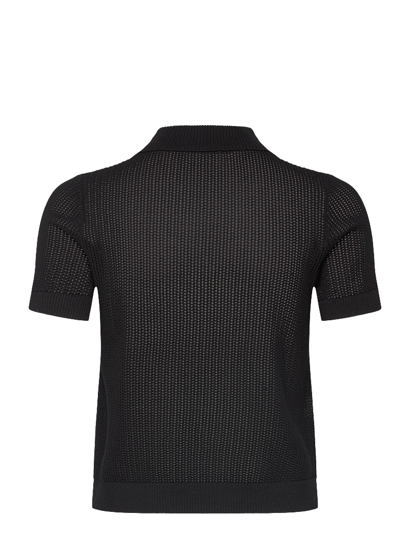 Mango - Openwork knitted polo-neck sweater - jumpers - black - 1