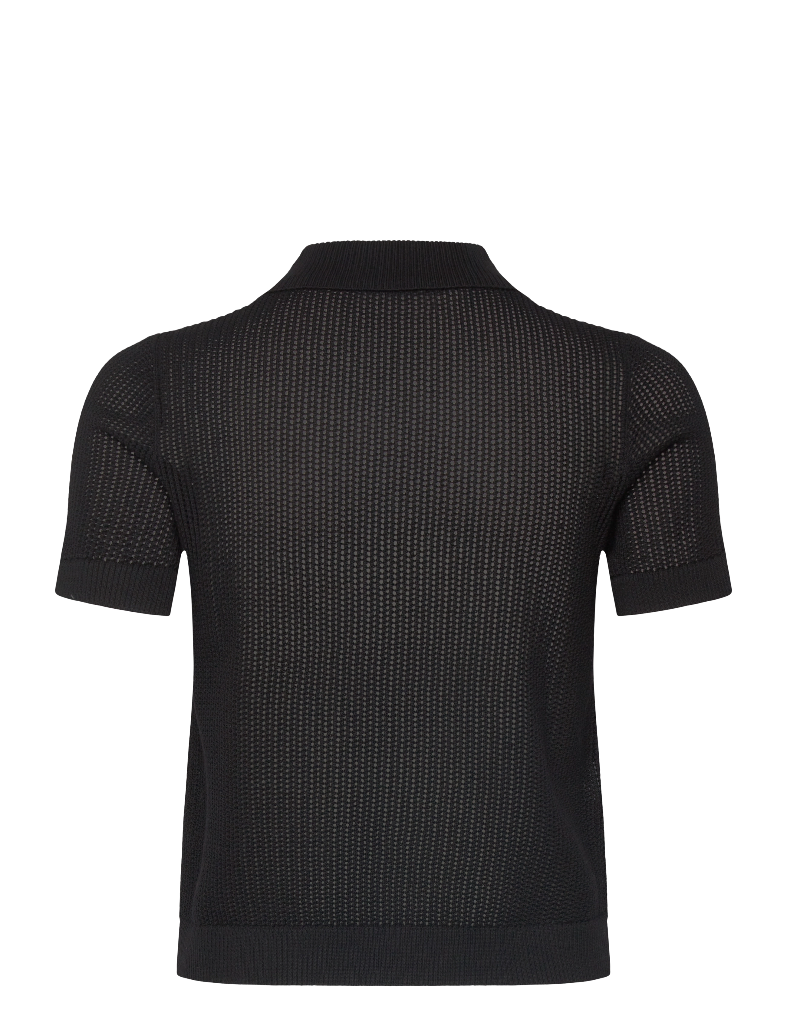 Mango - Openwork knitted polo-neck sweater - black - 1