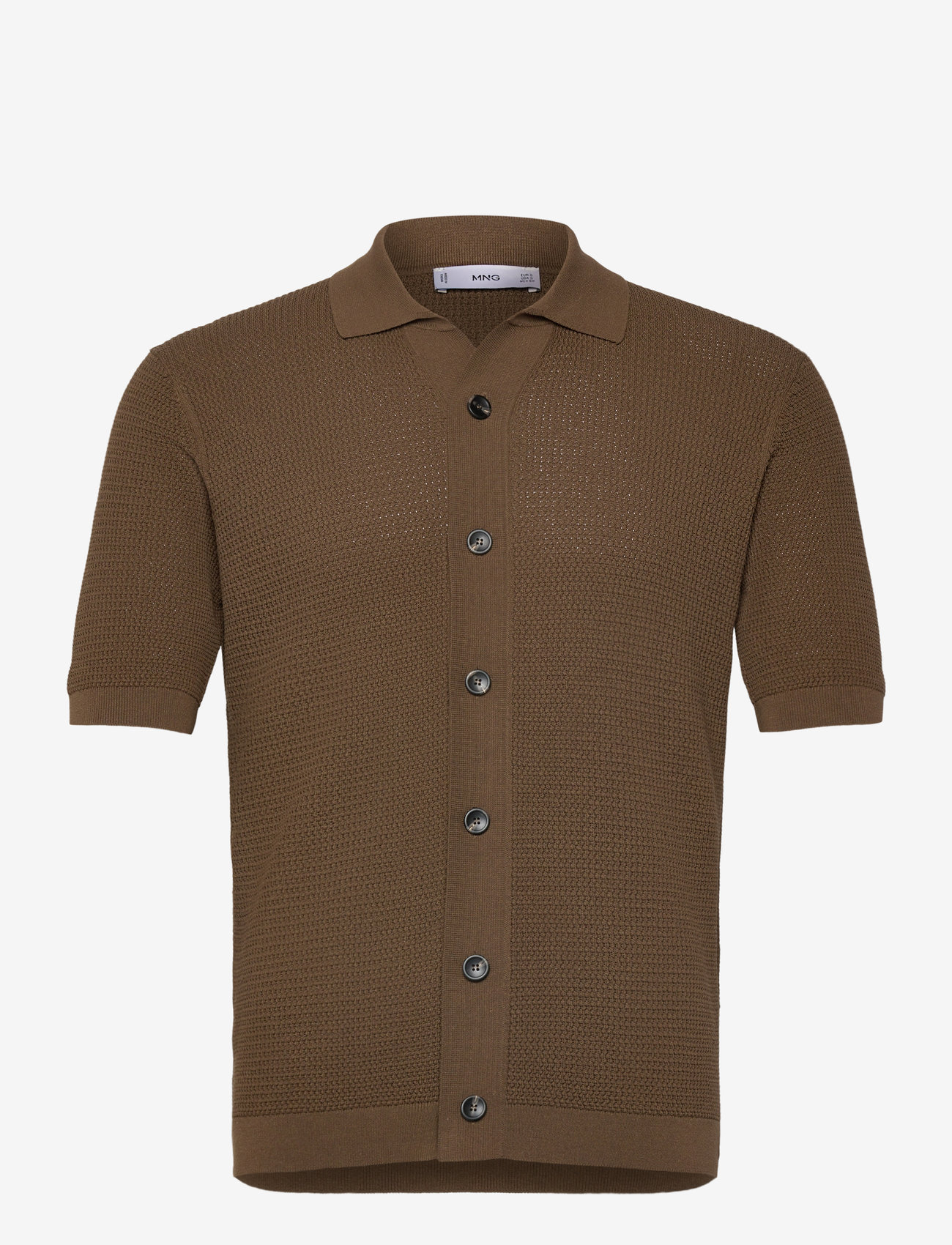 Mango - Structured knitted shirt - leinenhemden - brown - 0