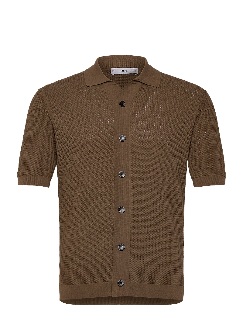 Mango - Structured knitted shirt - leinenhemden - brown - 0
