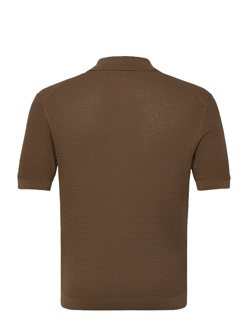 Mango - Structured knitted shirt - leinenhemden - brown - 1