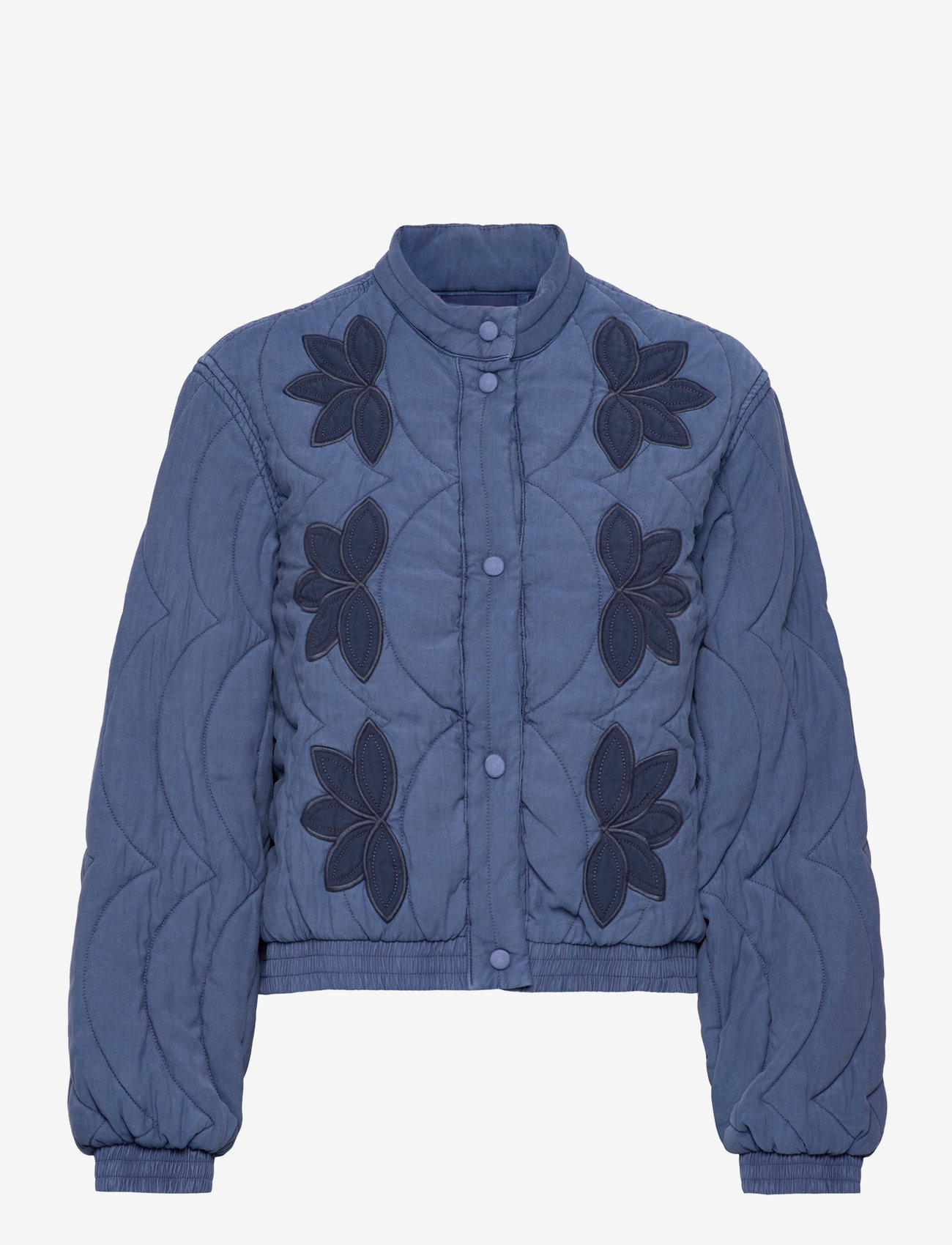 Mango - Floral-embroidered padded jacket - medium blue - 0