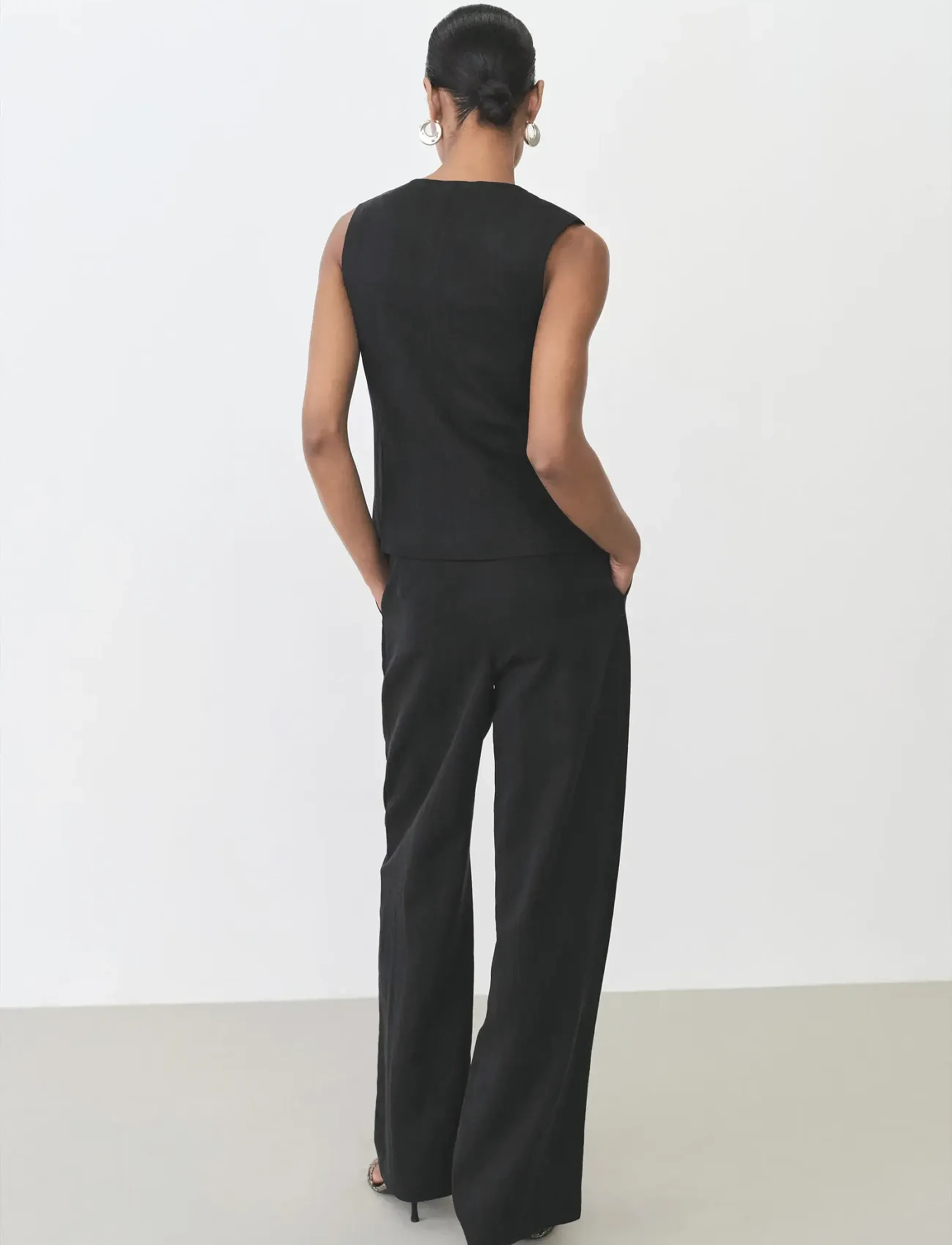 Mango - Straight lyocell suit trousers - dressbukser - black - 2