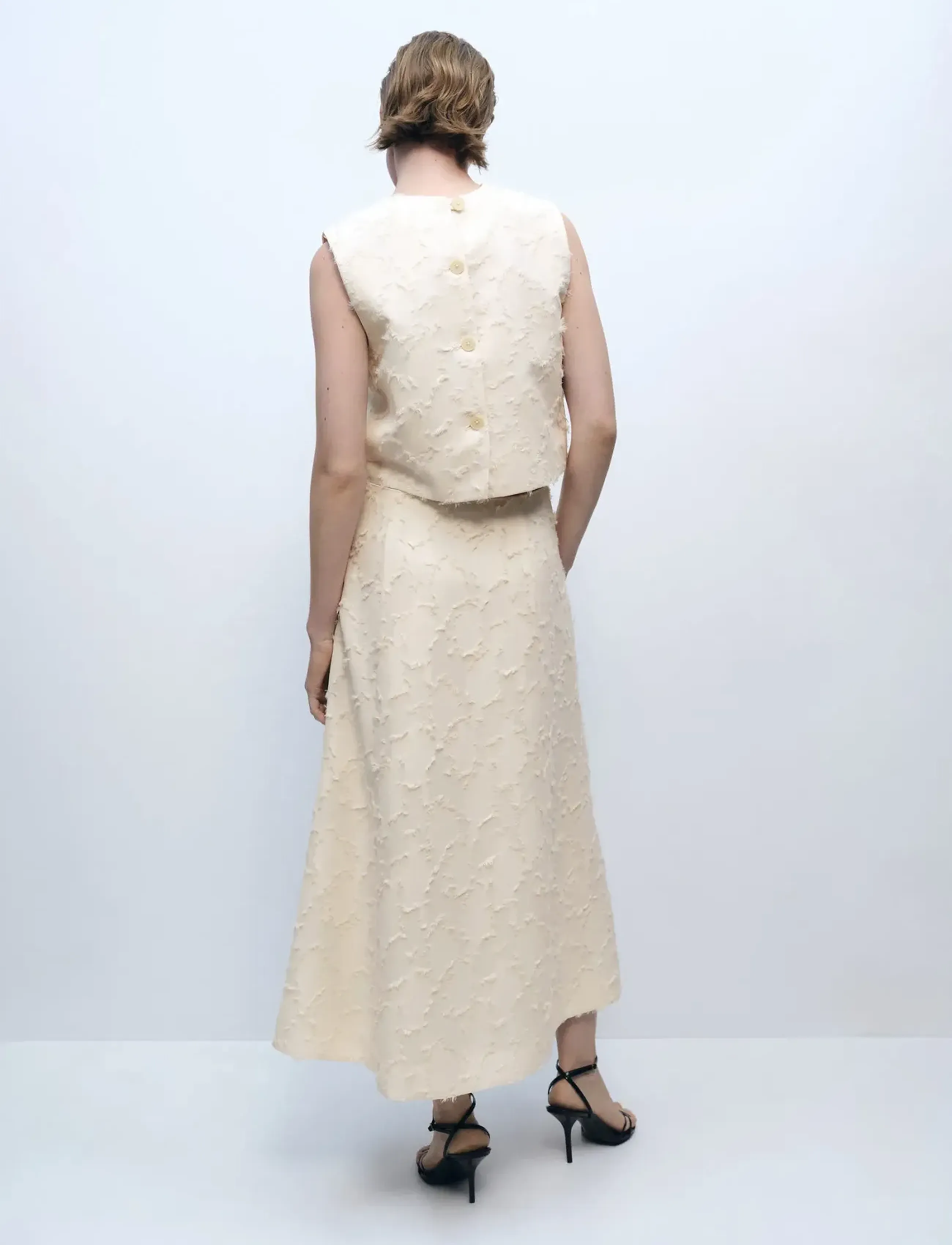 Mango - Textured flared skirt - natural white - 3