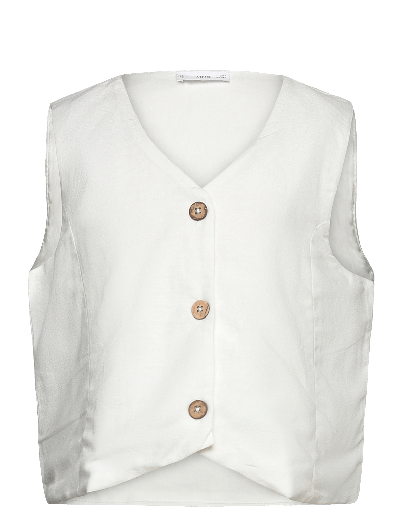 Mango - Cropped waistcoat with buttons - västar - white - 0