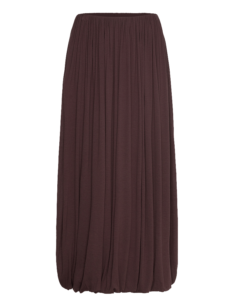 Mango - Wool-blend skirt with puffed hem - maxi röcke - dark brown - 1