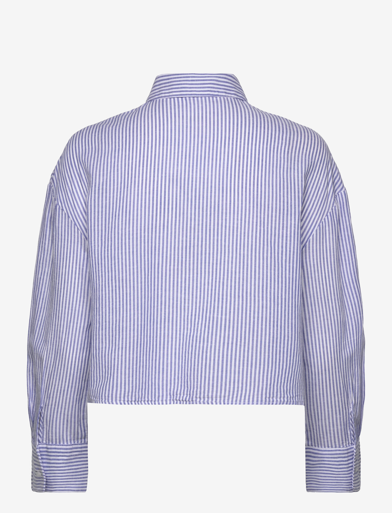 Mango - Striped cropped shirt with pockets - langärmlige hemden - medium blue - 1