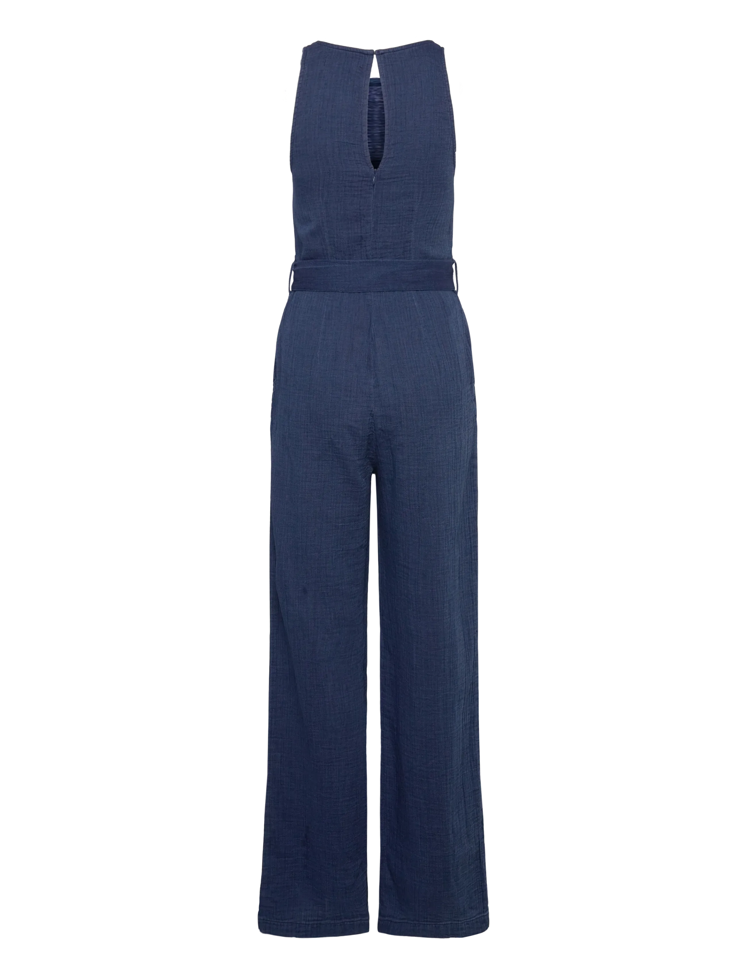 Mango - Flowy denim jumpsuit with belt - dark blue - 1