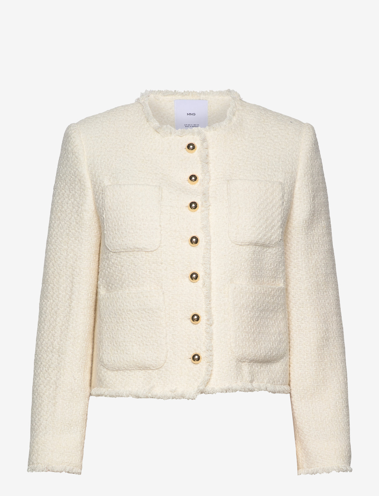 Mango - Tweed jacket with jewel buttons - light beige - 0