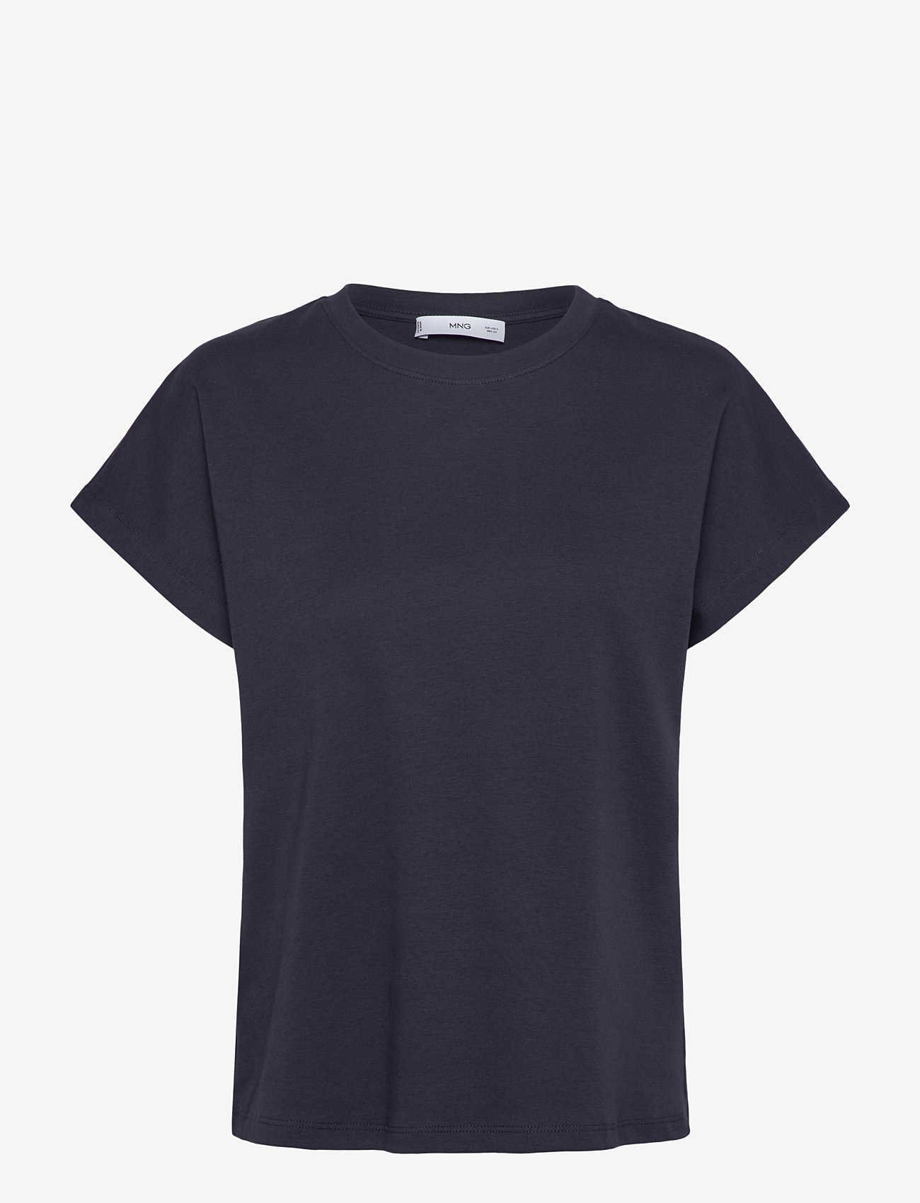 Mango - Rounded neck cotton t-shirt - t-shirts - navy - 1