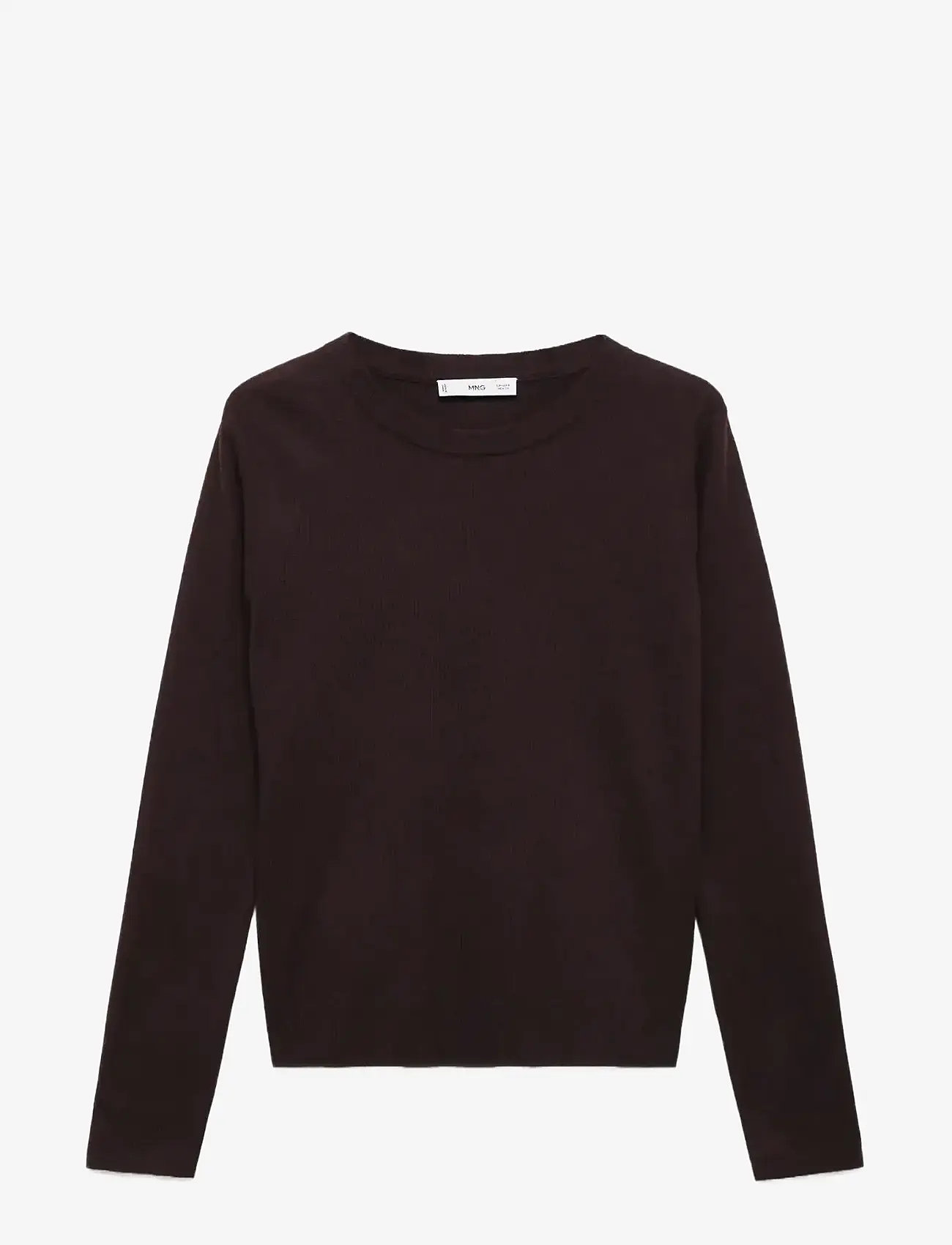 Mango - Wool-blend round-neck sweater - dark brown - 3