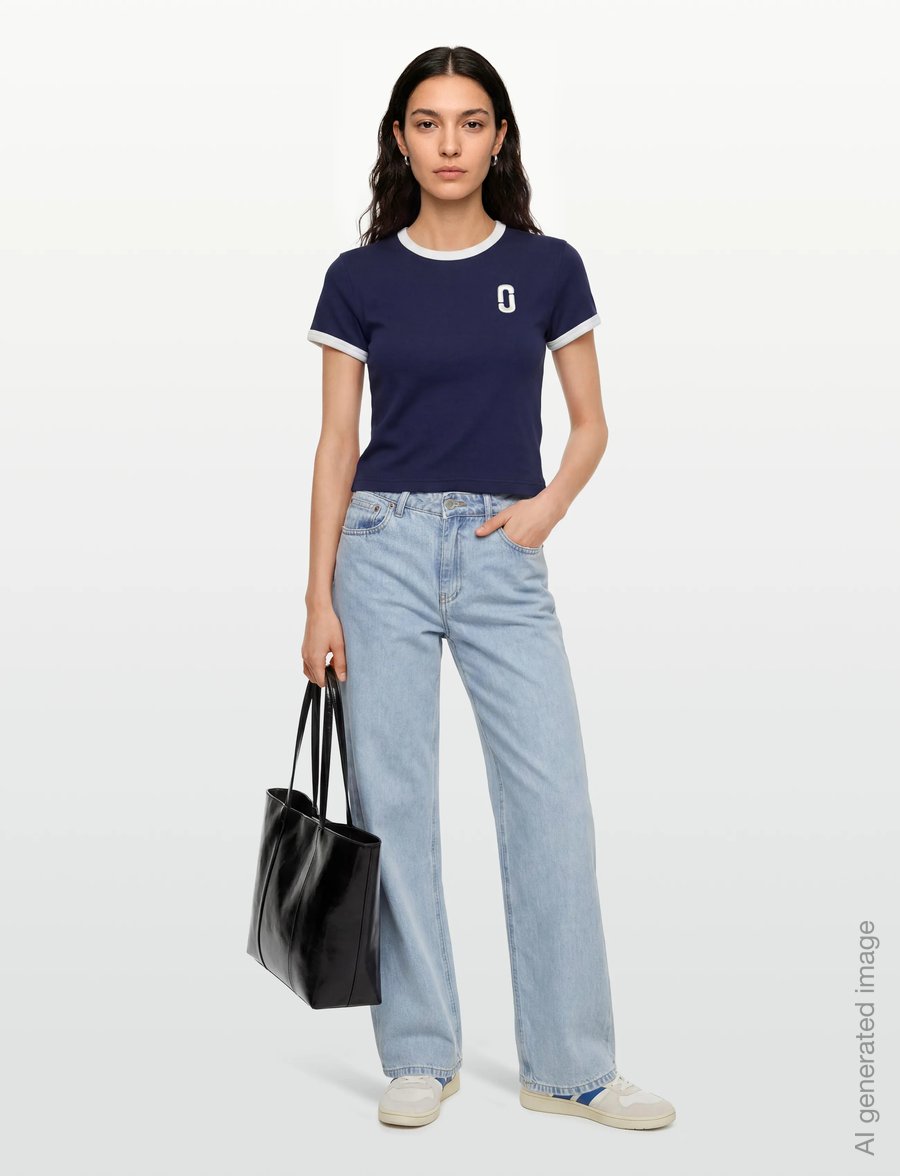 Marc Jacobs - POP J MARC RINGER BABY TEE - t-shirts - navy multi - 0
