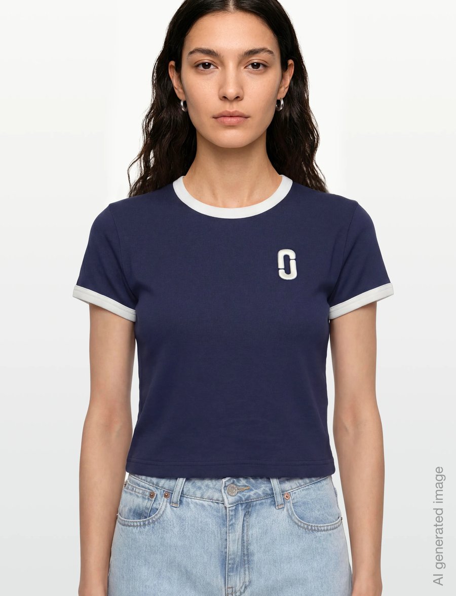 Marc Jacobs - POP J MARC RINGER BABY TEE - t-shirts - navy multi - 3