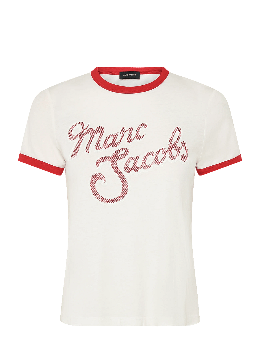 Marc Jacobs - MARC LOGO RINGER FEMME TEE - t-shirts - white multi - 1