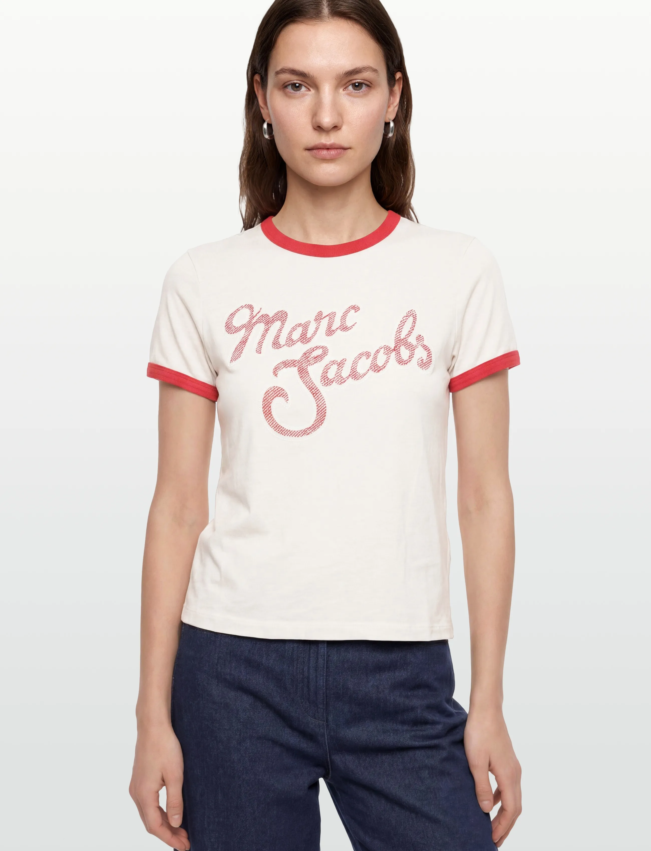 Marc Jacobs - MARC LOGO RINGER FEMME TEE - t-shirts - white multi - 3