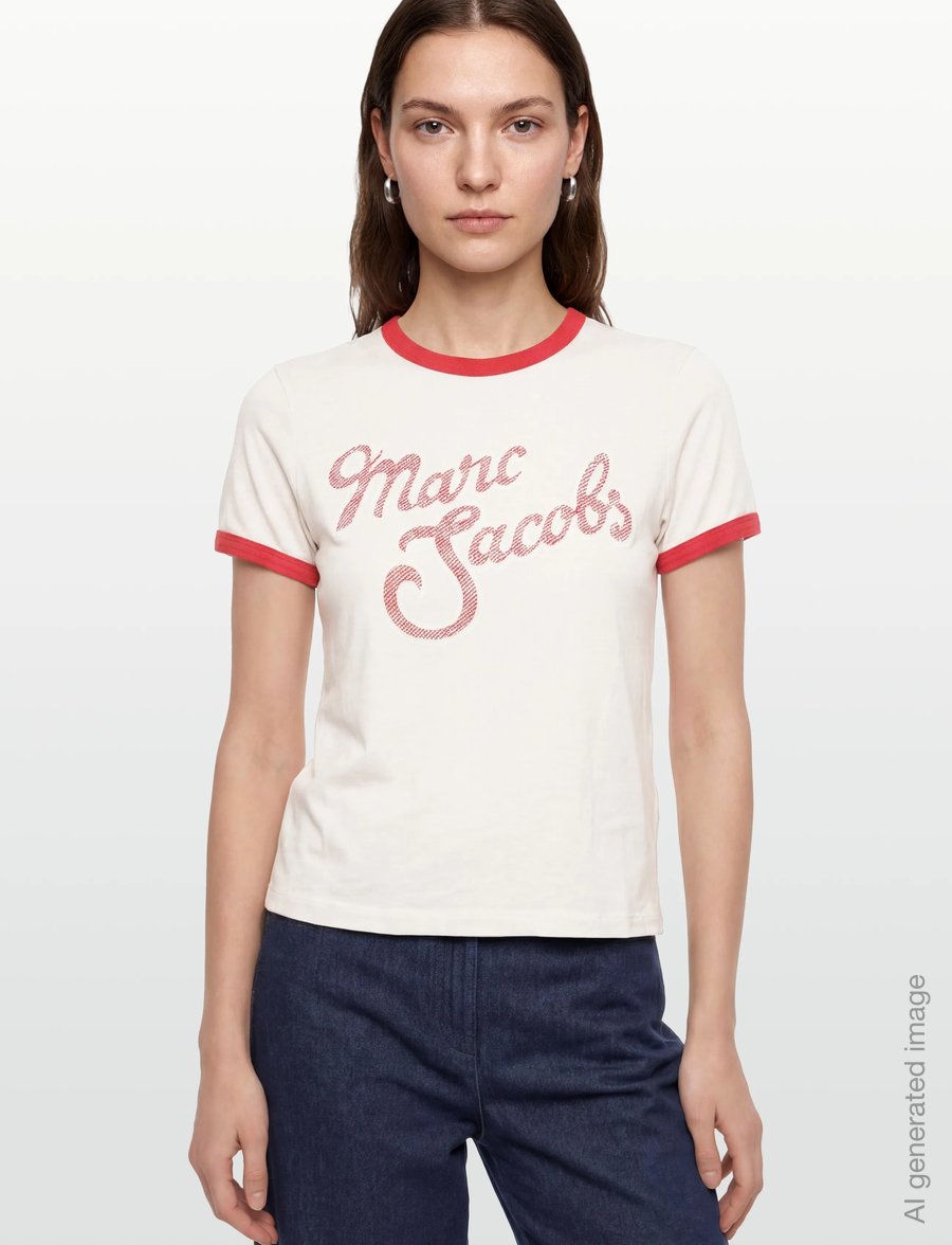 Marc Jacobs - MARC LOGO RINGER FEMME TEE - t-shirts - white multi - 3