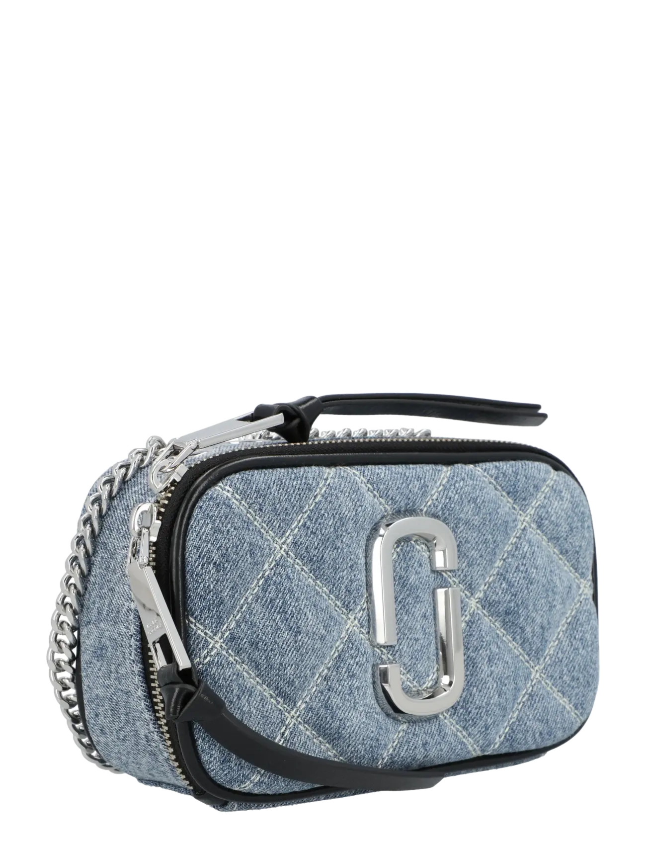 Marc Jacobs - The Quilted Denim Chain Snapshot Bag - crossbody bags - blue - 2