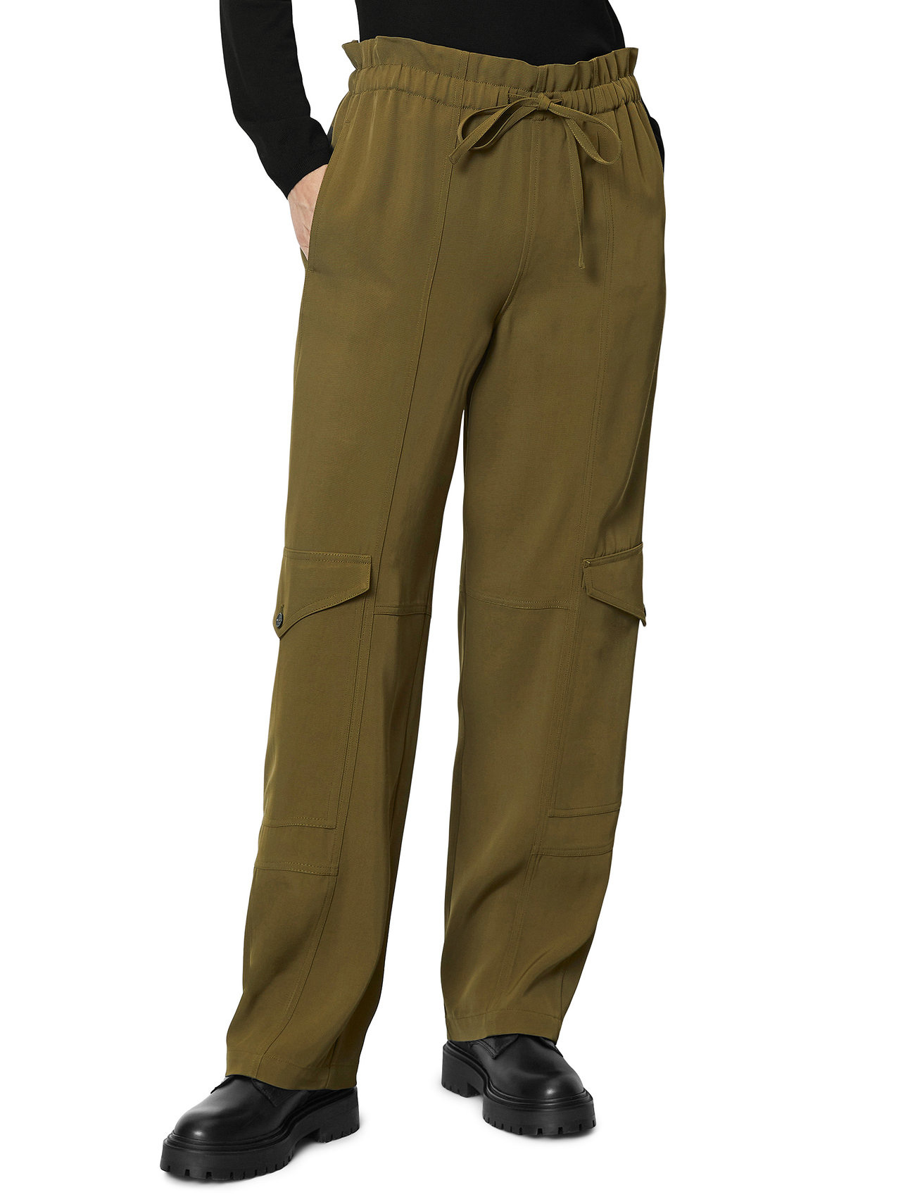 Marc O'Polo - WOVEN PANTS - straight leg trousers - forest floor - 1