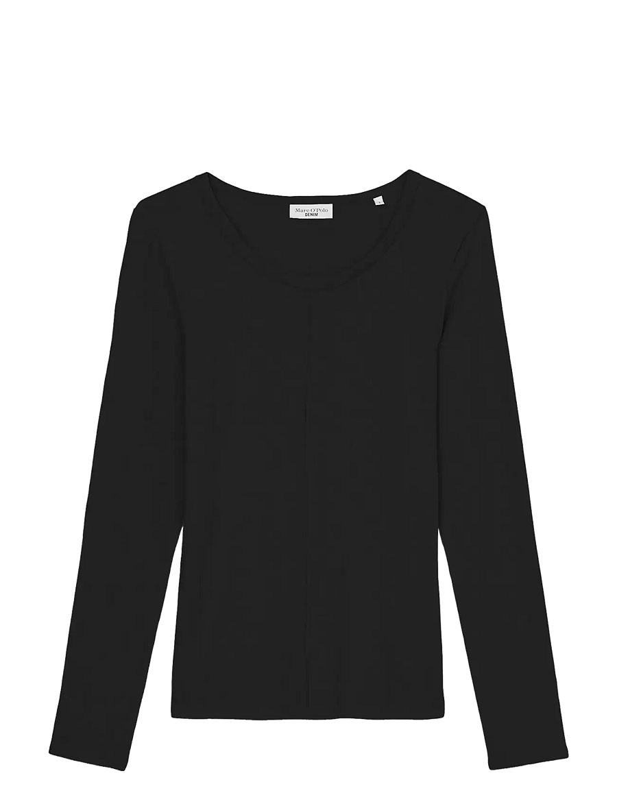 Marc O'Polo - T-Shirt, LSL, Round Neck, Slim Fit - långärmade toppar - black - 1