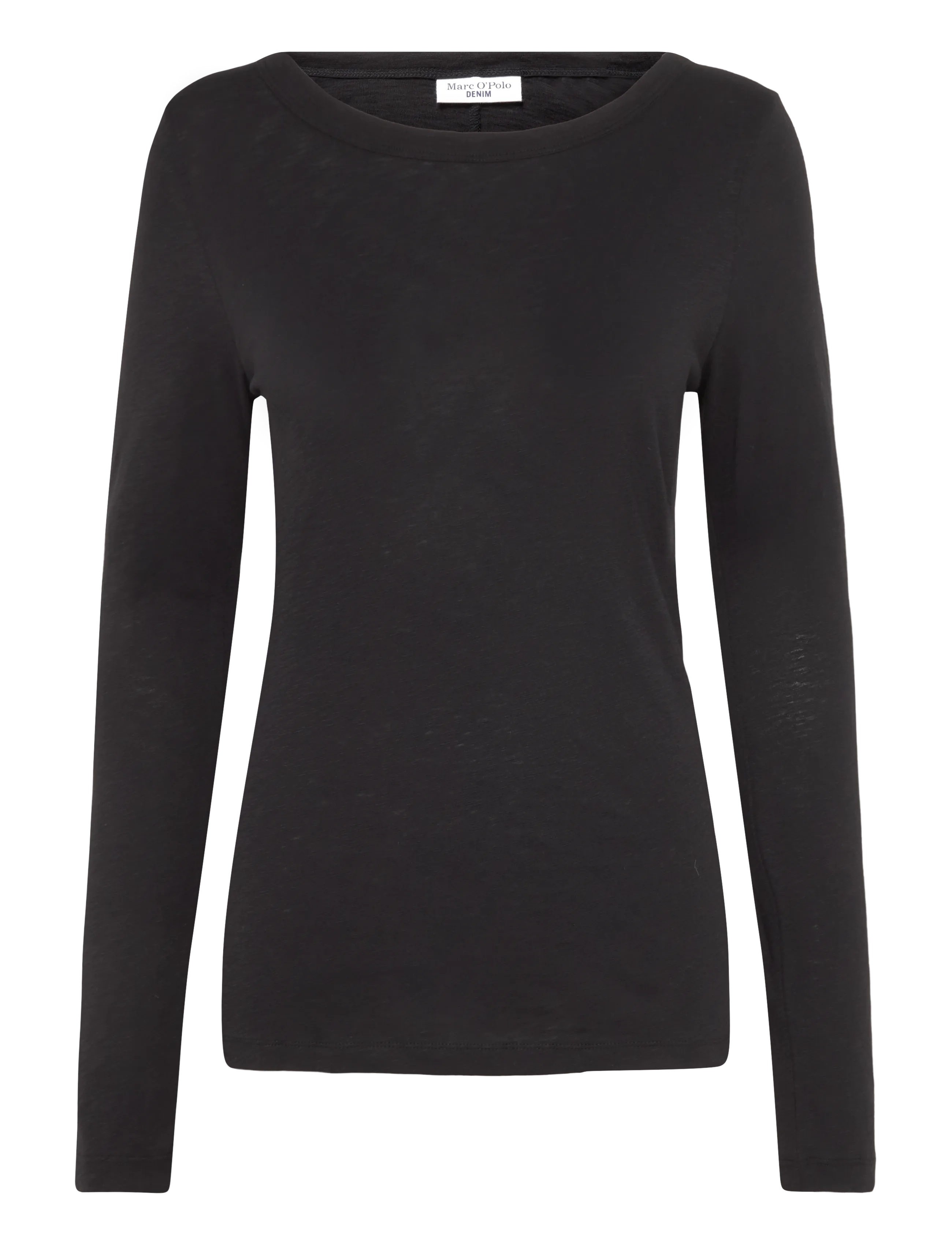 Marc O'Polo T-Shirt, LSL, Round Neck, Slim Fit - Kläder - BLACK / black