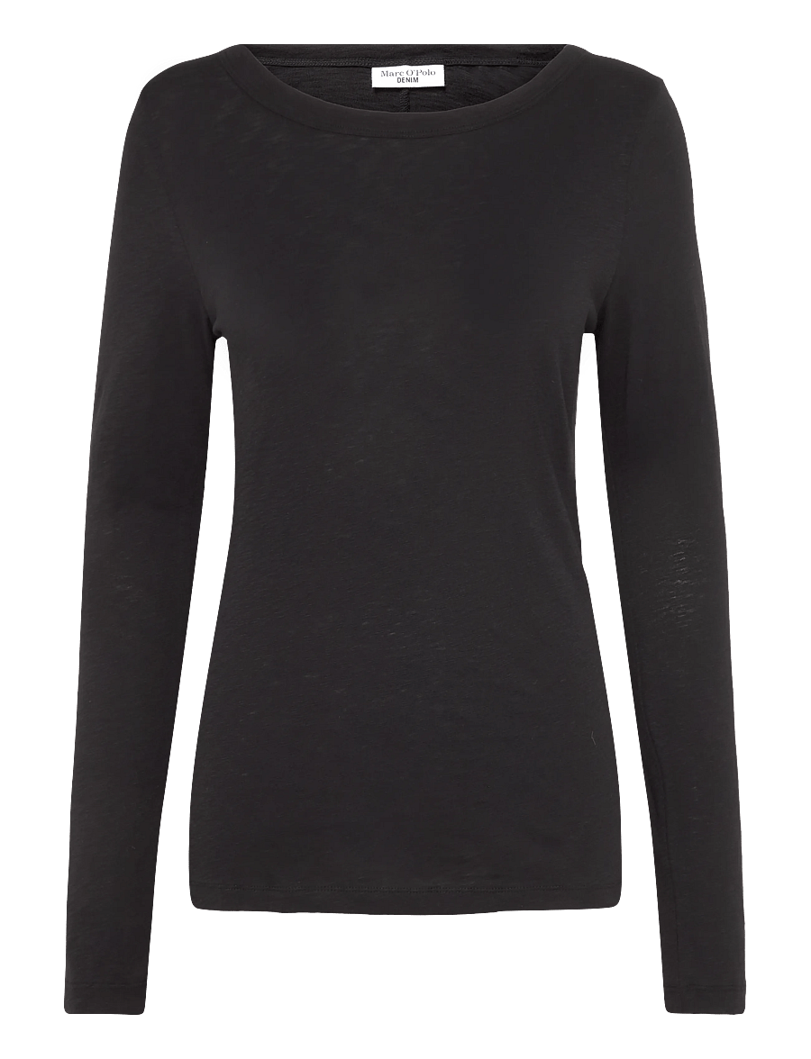 Marc O'Polo - T-Shirt, LSL, Round Neck, Slim Fit - långärmade toppar - black - 1