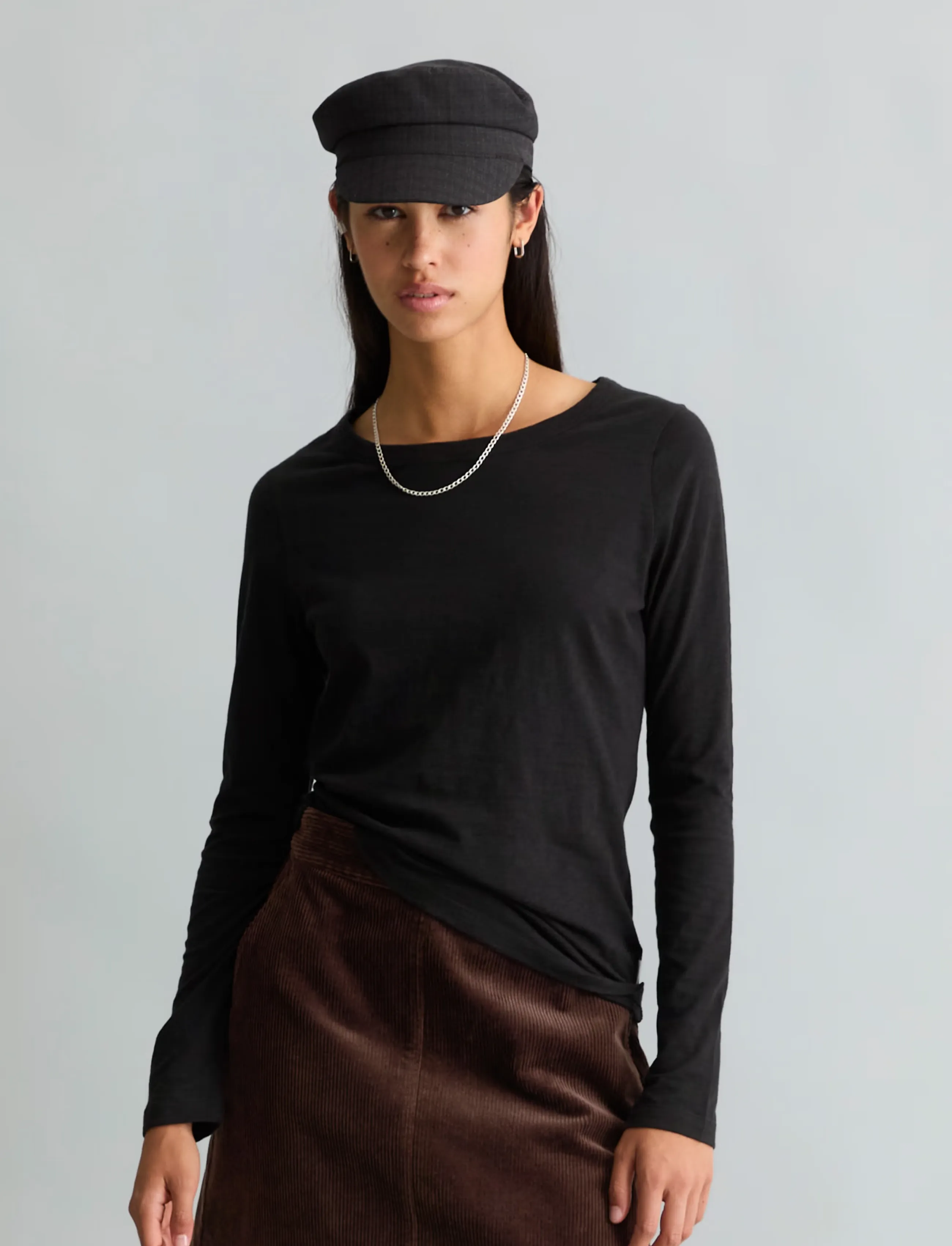 T-Shirt, Lsl, Round Neck, Slim Fit