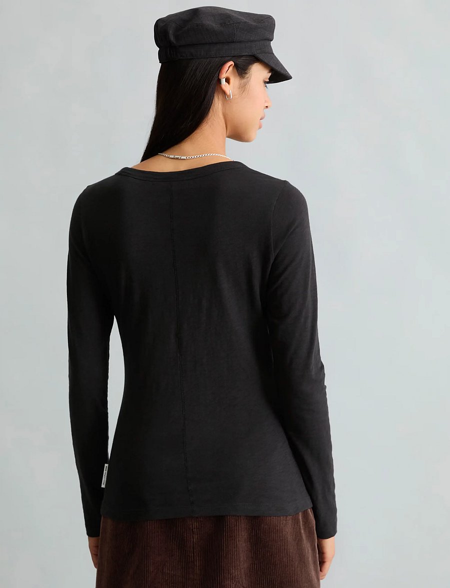 Marc O'Polo - T-Shirt, LSL, Round Neck, Slim Fit - långärmade toppar - black - 2