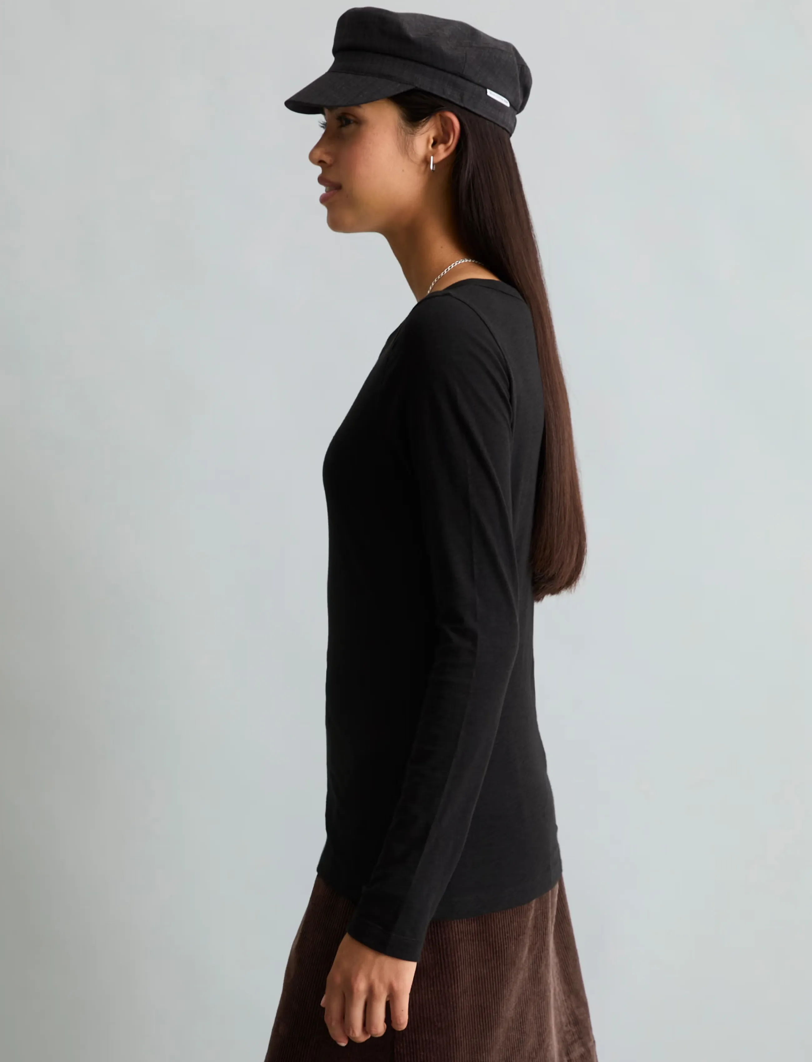 Marc O'Polo - T-Shirt, LSL, Round Neck, Slim Fit - långärmade toppar - black - 4