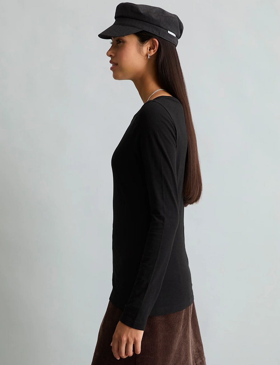 Marc O'Polo - T-Shirt, LSL, Round Neck, Slim Fit - långärmade toppar - black - 4