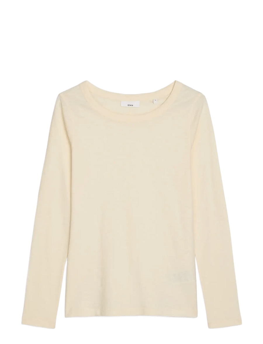 Marc O'Polo - T-Shirt, LSL, Round Neck, Slim Fit - långärmade toppar - white blush - 1