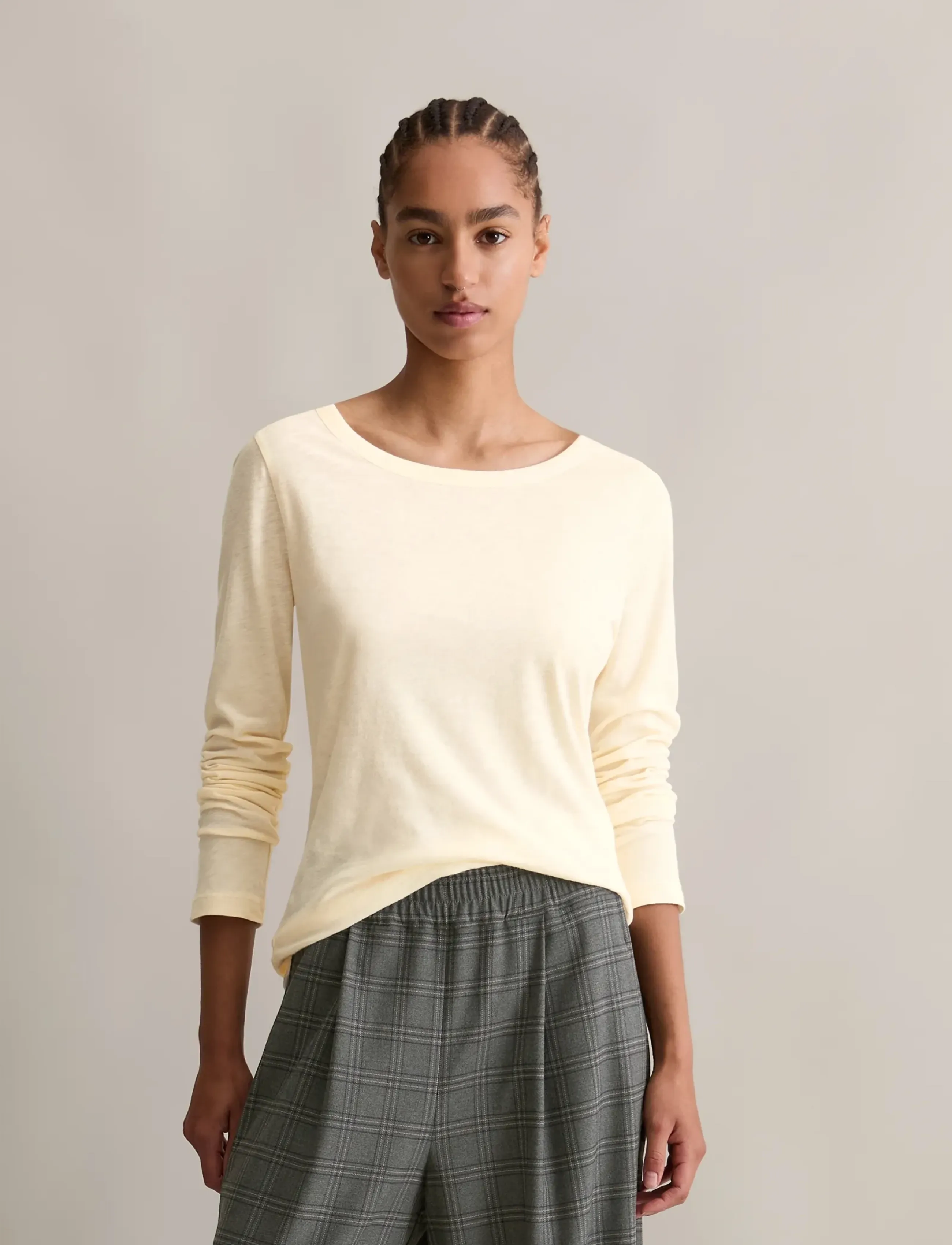 Marc O'Polo T-Shirt, LSL, Round Neck, Slim Fit - Långärmade toppar - WHITE BLUSH / cream