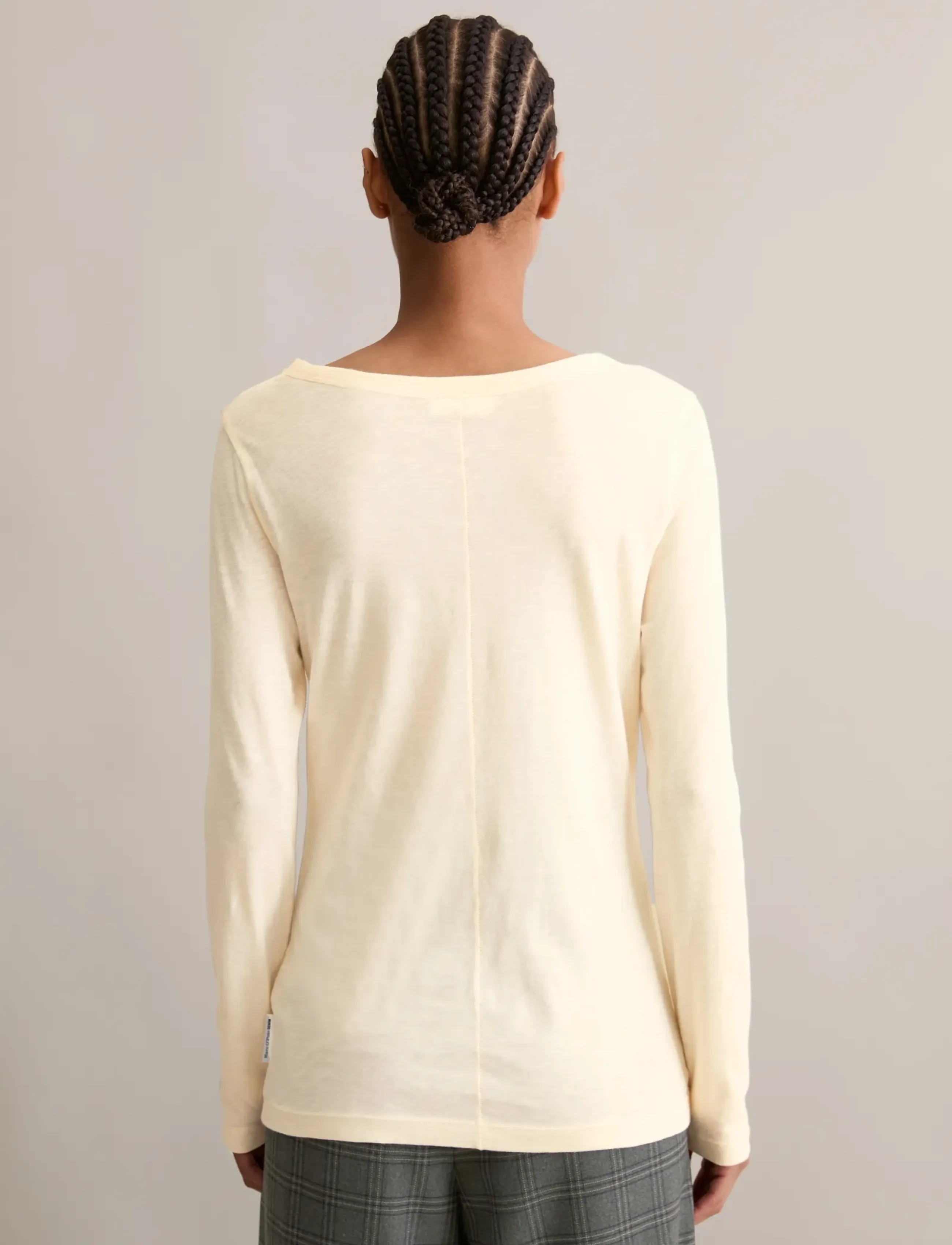 Marc O'Polo - T-Shirt, LSL, Round Neck, Slim Fit - långärmade toppar - white blush - 2