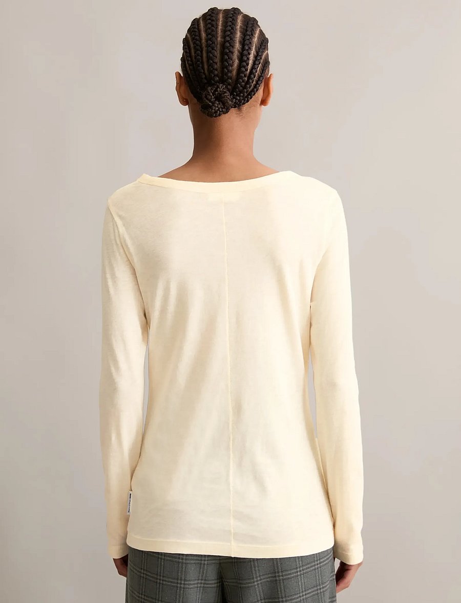 Marc O'Polo - T-Shirt, LSL, Round Neck, Slim Fit - långärmade toppar - white blush - 2