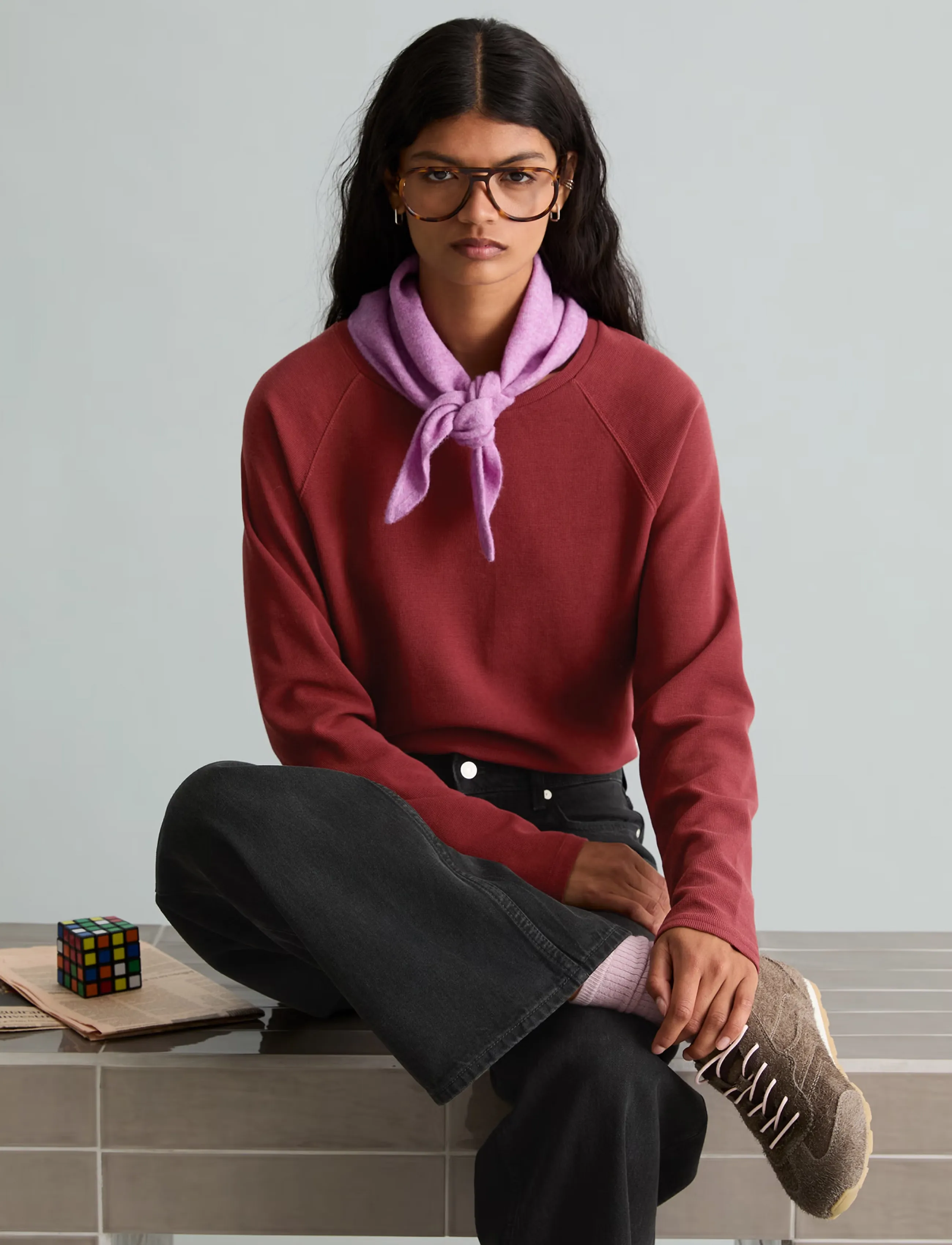 Marc O'Polo T-Shirt, LSL, Raglan Sleeves - Långärmade toppar - DEEP BURGUNDY / burgundy