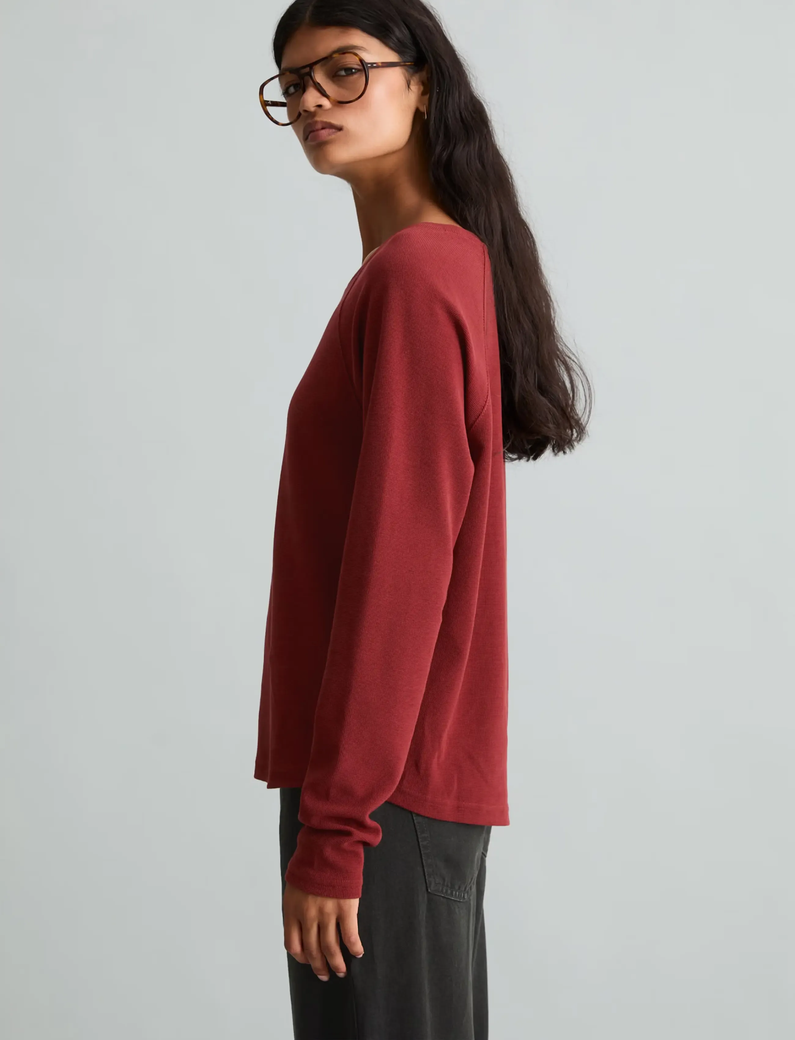 Marc O'Polo - T-Shirt, LSL, Raglan Sleeves - långärmade toppar - deep burgundy - 4