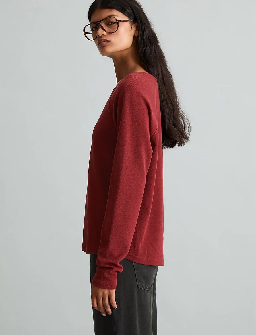 Marc O'Polo - T-Shirt, LSL, Raglan Sleeves - långärmade toppar - deep burgundy - 4